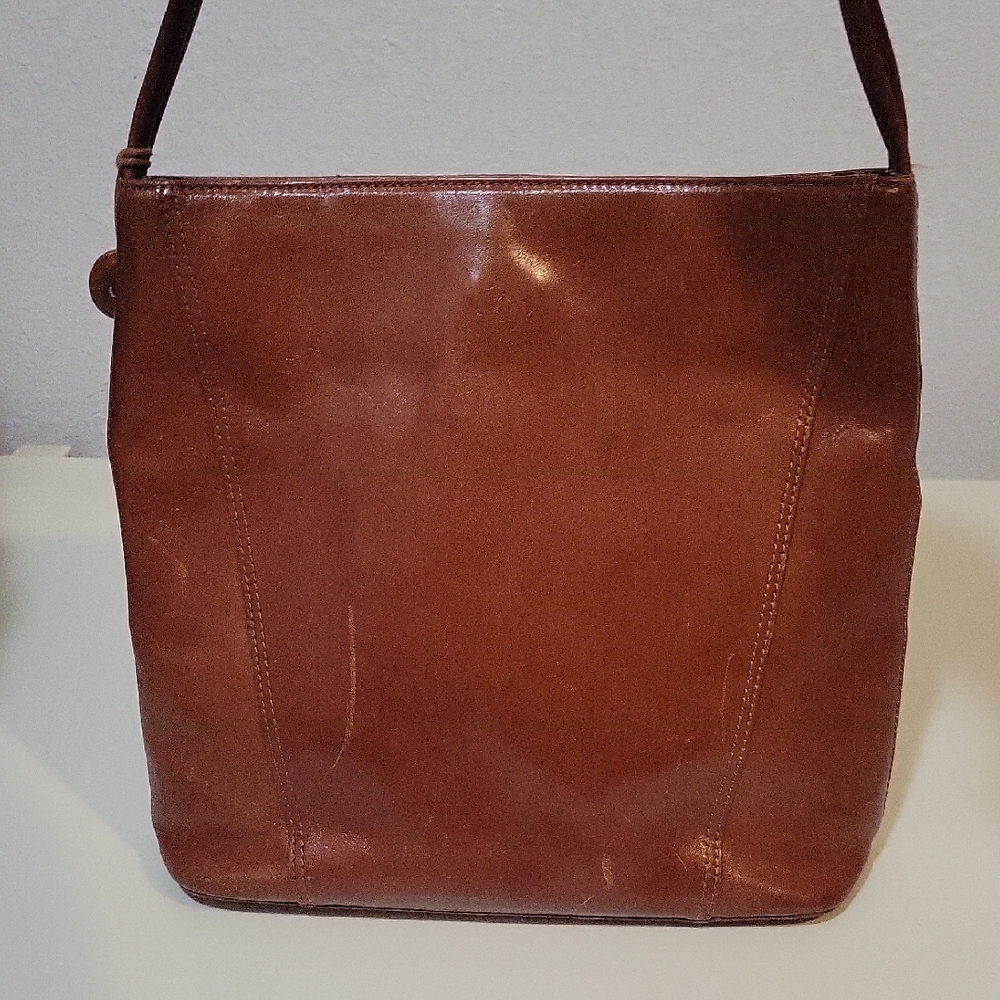 Monsac Tan Leather Messenger Bag